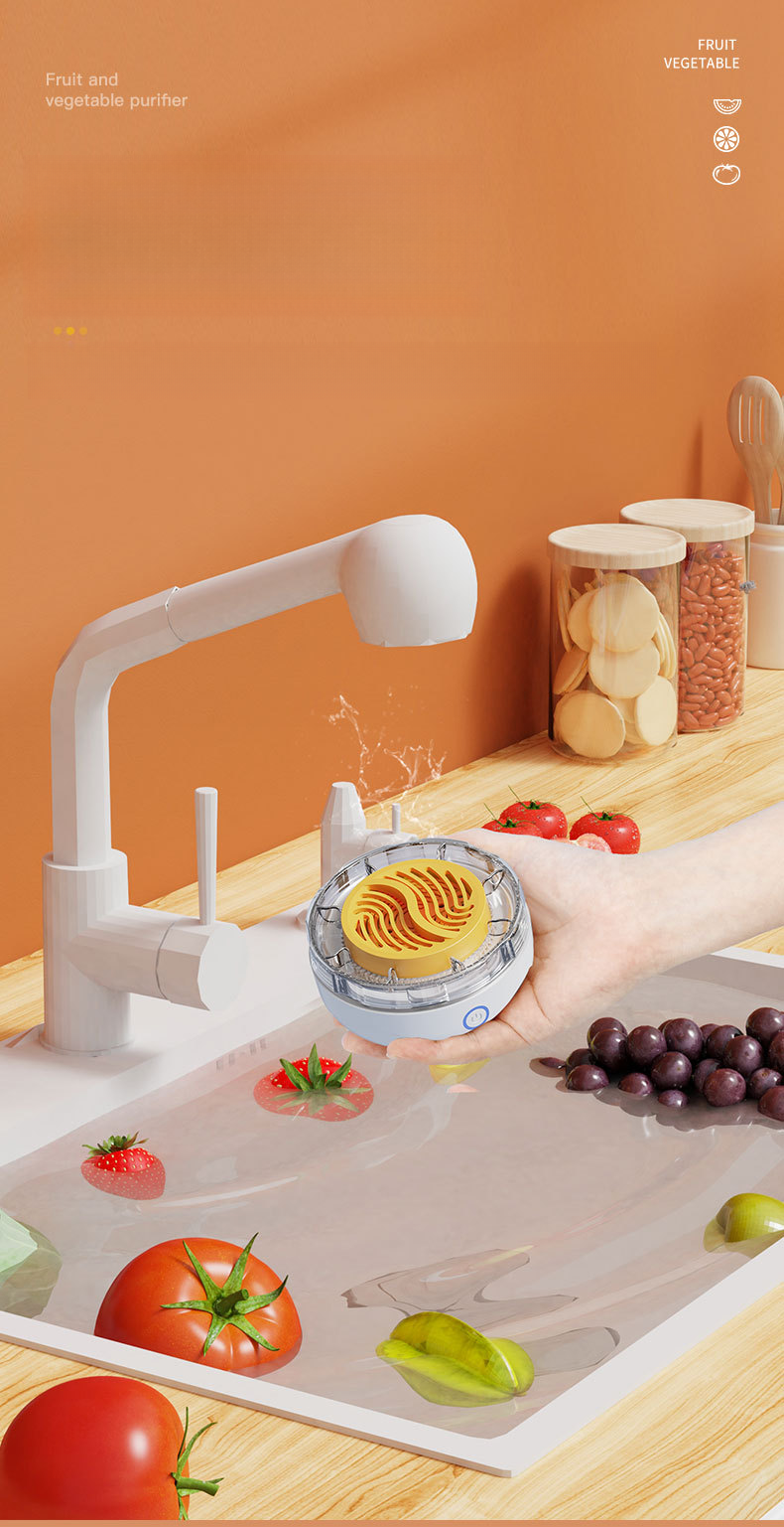 Purificador rotativo de frutas e vegetais, preservação de alimentos, esterilização sem fio, remoção de pesticidas, limpeza automática_voghion.com