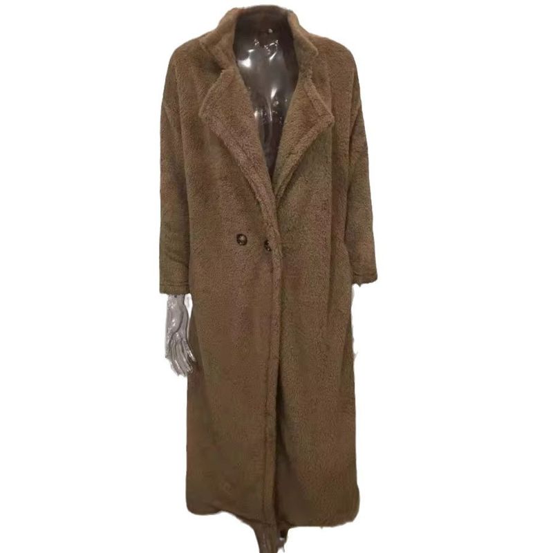 Women's Clothing women's autumn and winter camel coat mid length thickened grainy woolen red coat_voghion.com