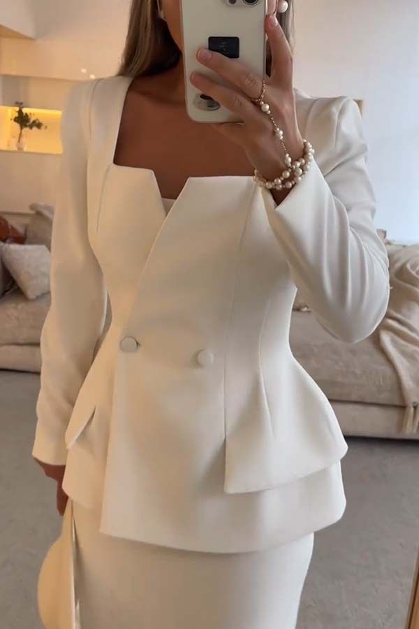 Vêtements pour femmes automne et hiver nouveau costume deux pièces à manches longues avec poche pour les déplacements INS costume deux pièces décontracté et ample pour les fêtes_voghion.com