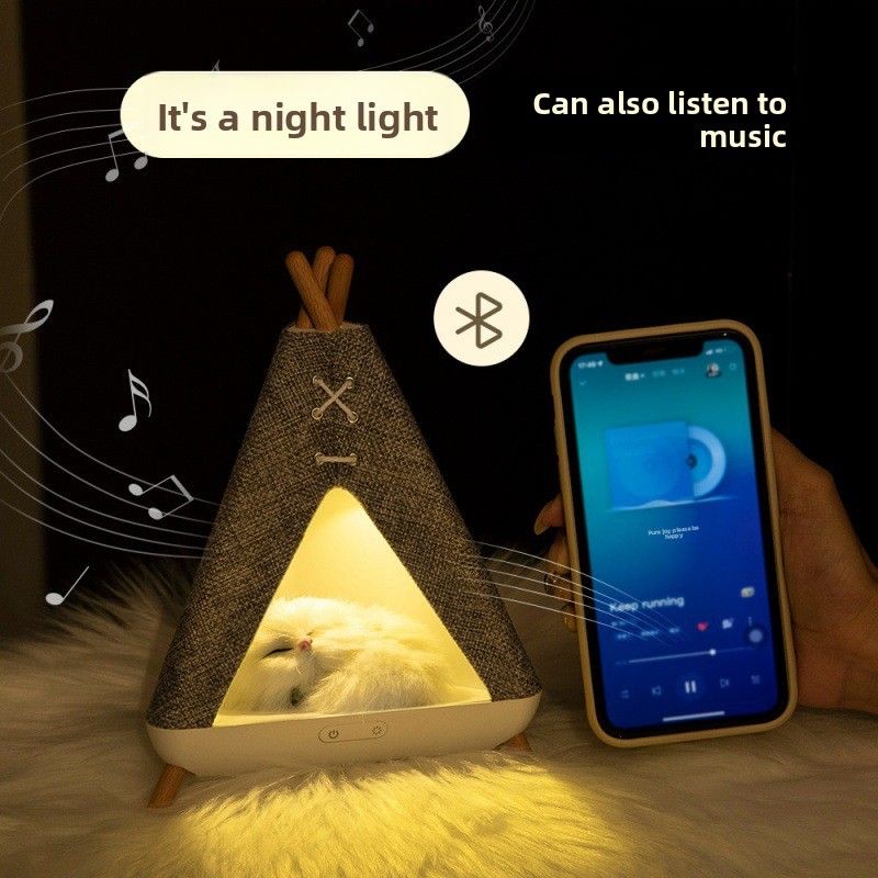 C37 Tent Night Bedroom Bedside USB Rechargeable Sleep Companion Light Bluetooth Speaker LED Table Lamp_voghion.com