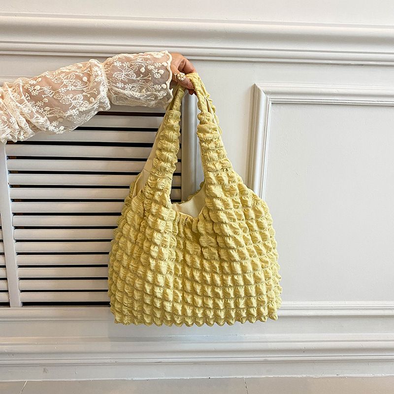 Korean Style Bubble For Women 2022 Autumn Pleated Soft Girly Single Shoulder Fashion Versatile Casual Bucket Bag_voghion.com