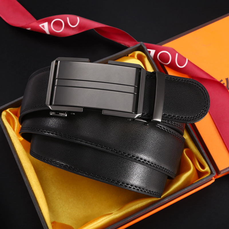 New Cowhide Men's Automatic Belt, Casual and Versatile Waist Belt for Middle-aged and Young People, Alloy Buckle for Casual Use_voghion.com