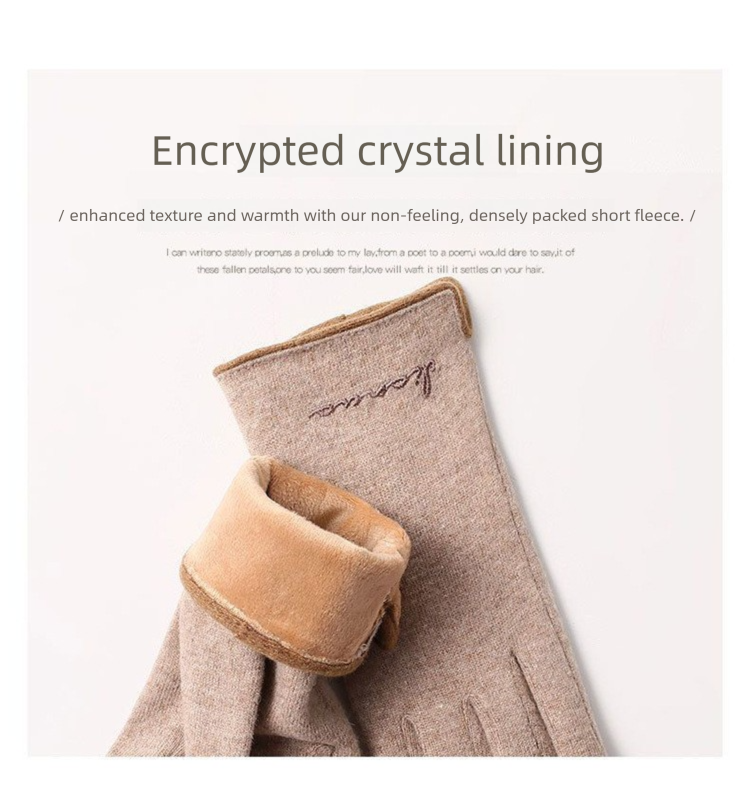 Winter Women's Fleece-Lined Warm Wool Spring And Autumn Driving Cycling Touchscreen Cashmere Gloves Wholesale_voghion.com