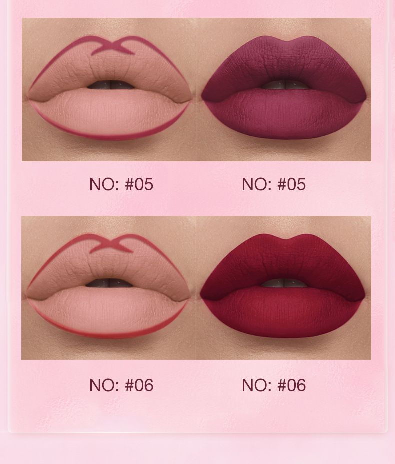 Mattes Lippenstift- und Lipliner-Set, 6 samtig-matte, flüssige Lippenstifte und 6 passende, glatte Lipliner-Lippen-Make-up-Sets, lang anhaltende Lippenstifte als Geschenkset_voghion.com