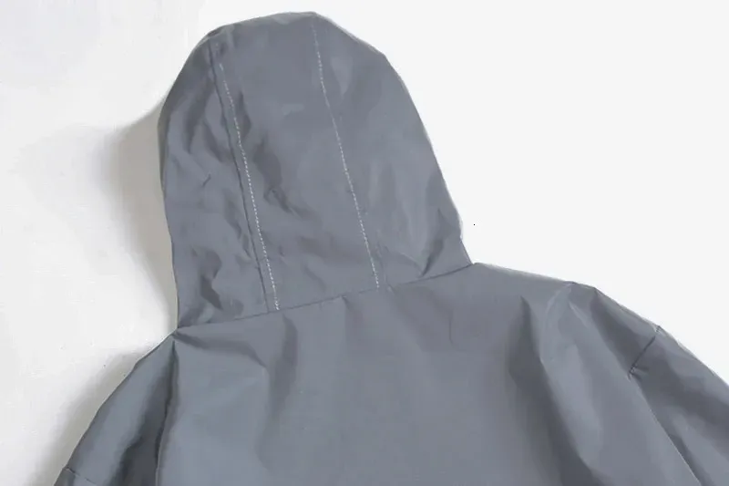 TAGLIA Giacche riflettenti notturne in doppio tessuto Giacca a vento con cappuccio Uomo Hip Hop Ballerino Impermeabile Cerniera Cappotti_voghion.com