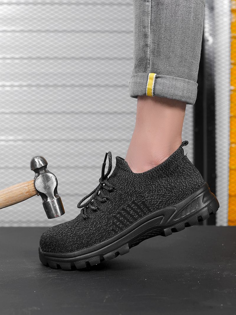 Scarpe da uomo, nuove scarpe da lavoro in tessuto volante, traspiranti, anti-sfondamento e anti-perforazione, testa in acciaio e suola solida, isolamento termico_voghion.com