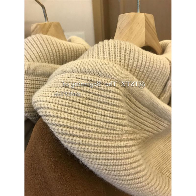 Roupas femininas retalhos de malha com capuz casaco de lã para mulheres outono e inverno design nicho casaco tendência_voghion.com