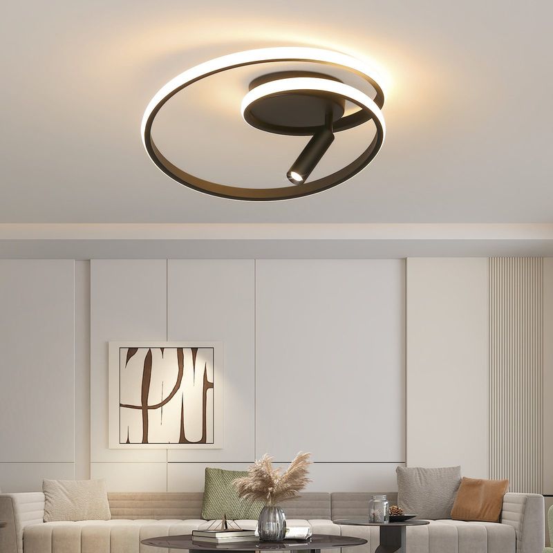 Glitzerlife Deckenlampe LED Deckenleuchte Weiß - 40cm Schlafzimmerlampe Modern 37W Wohnzimmerlampe Mit Strahler Dimmbar Mit Fernbedienung Für Haus Wohnung Küche_voghion.com