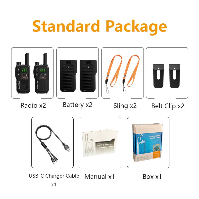 Baofeng T18 Mini Walkie Talkie BF-T18 PMR446MHz Long Range Rechargeable Portable Kids Two Way Radio Type-C Charge FM 16CH_voghion.com