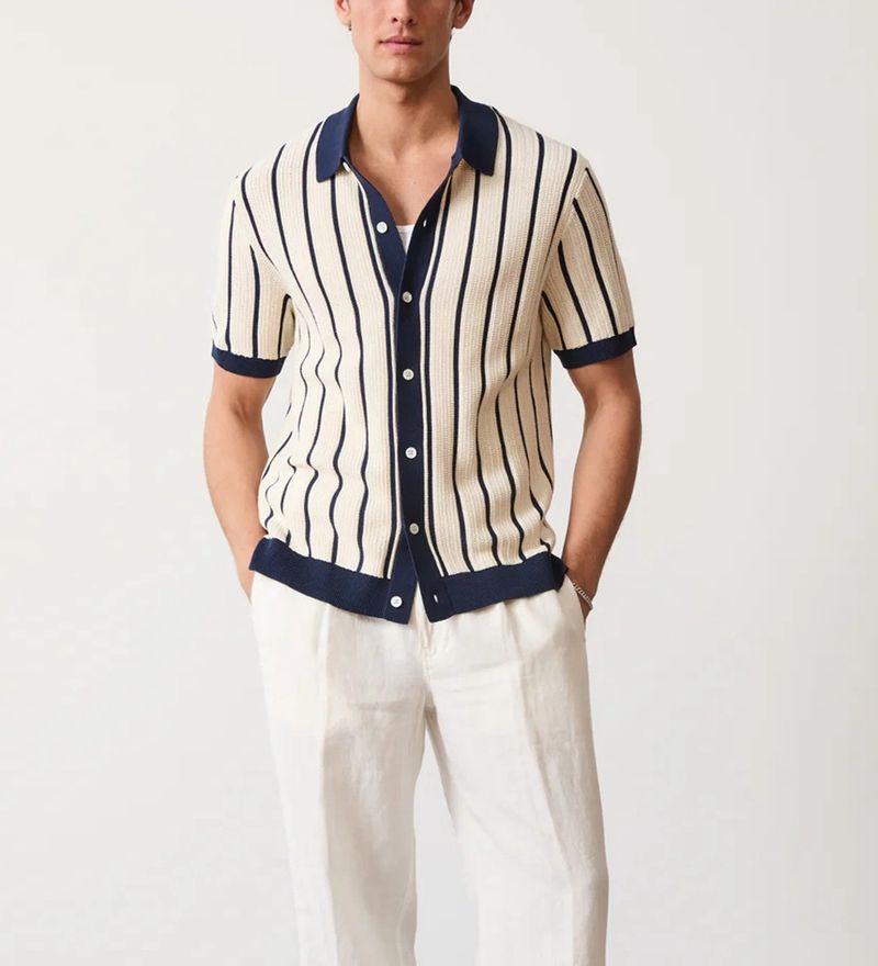 Polo da uomo in maglia a maniche corte con risvolto, tinta unita_voghion.com