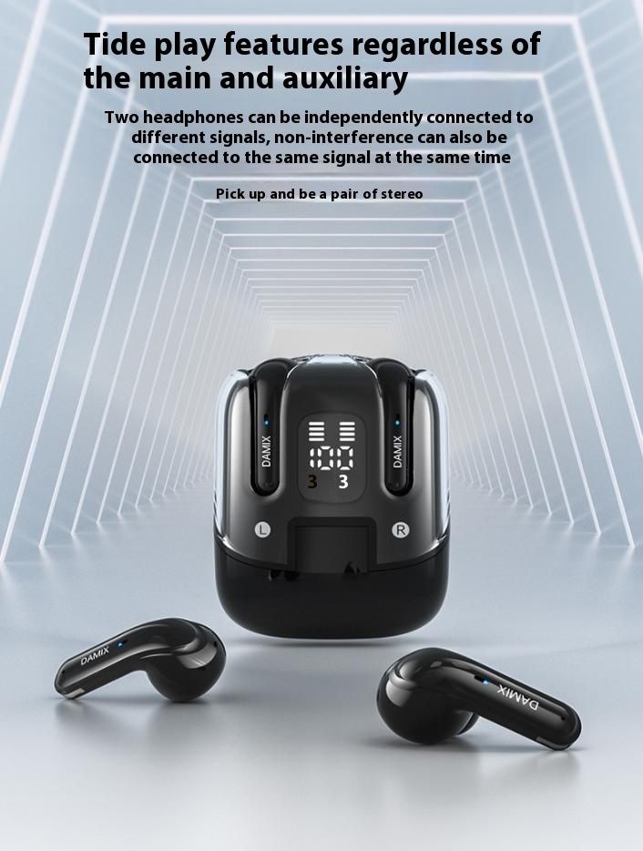 DX16 Couple Wireless Bluetooth Earphones With 2 Pairs Of Earphones Backpack Appearance, Battery Display, HIFI Sound Quality TWS_voghion.com