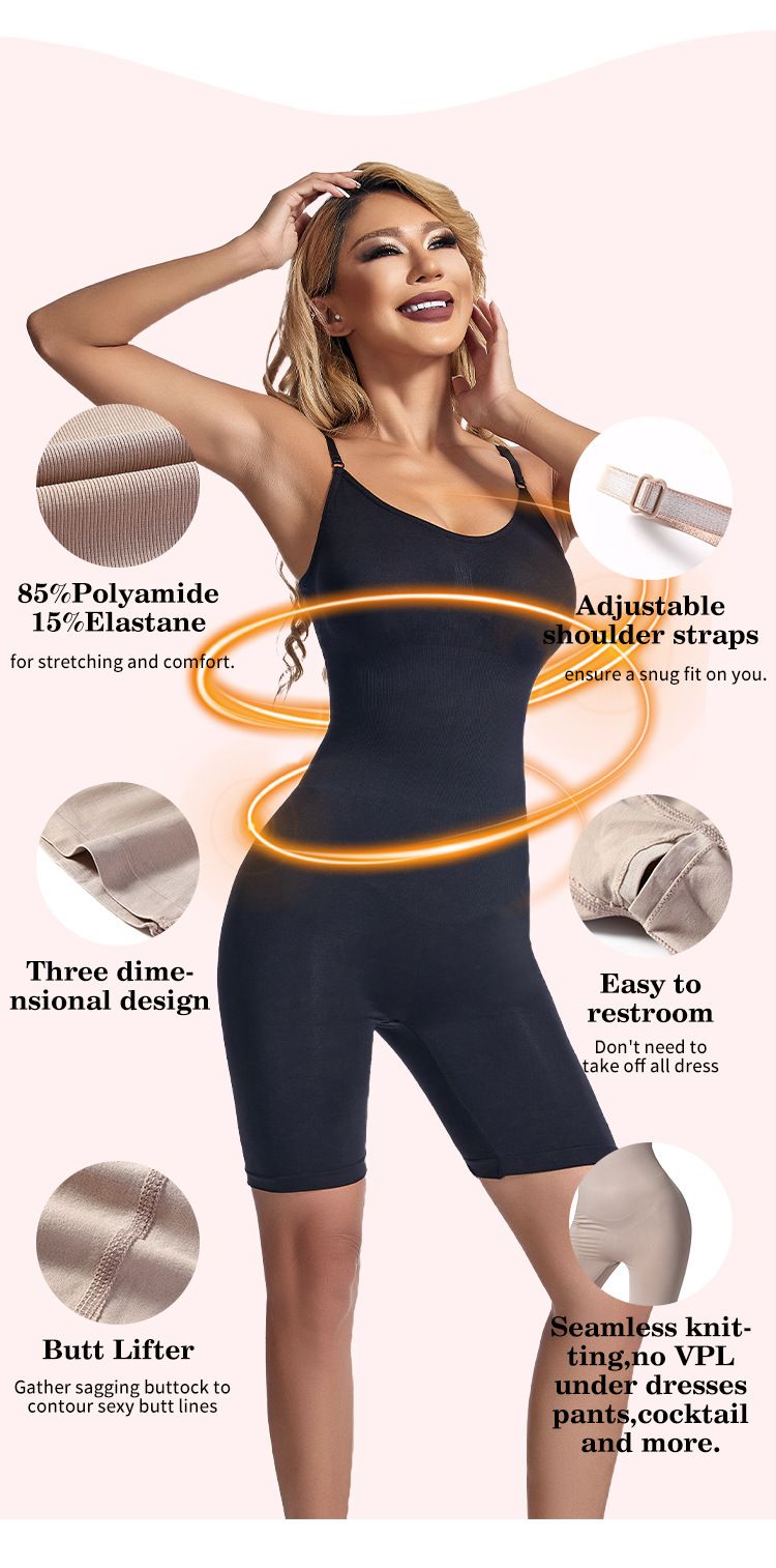 Plus Size One-Piece Boxer Tight-Fitting Five-Point Crotchless Pants Tummy Control Shapewear Camisole Postpartum Slimming_voghion.com