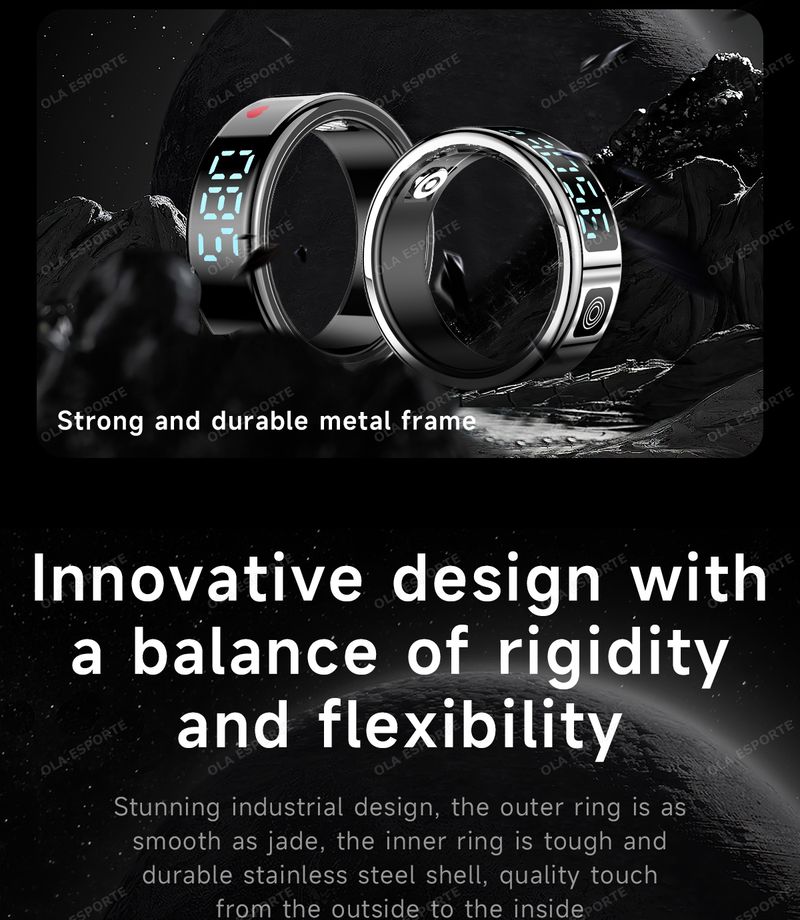 2025 Smart Ring Männer Frauen Display Herz Rate Blut Sauerstoff Monitor Multi-Sport Modus IP68 & 5ATM Wasserdicht Bluetooth Schlaf_voghion.com