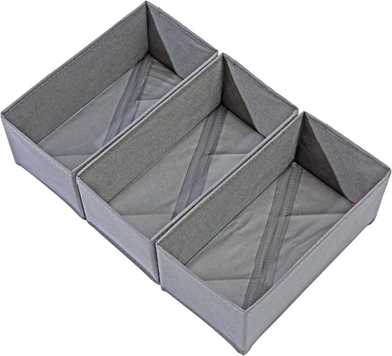 Set di 3 organizer per calzini Bructhun, grigio, per cassetti, divisori per biancheria intima, scatole portaoggetti per armadio e cassettiera, per mutandine_voghion.com