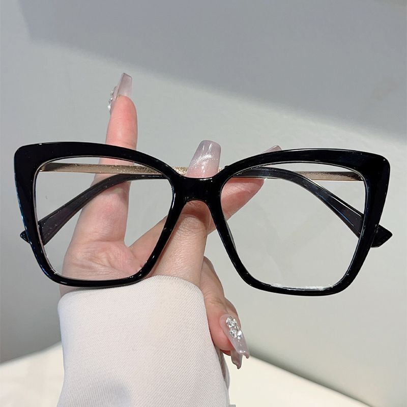 Cat's Eye Large Frame Thin Flat Mirror Trendy Personality Versatile Can Be Matched With Myopia Anti-blue Light Glasses Universal_voghion.com