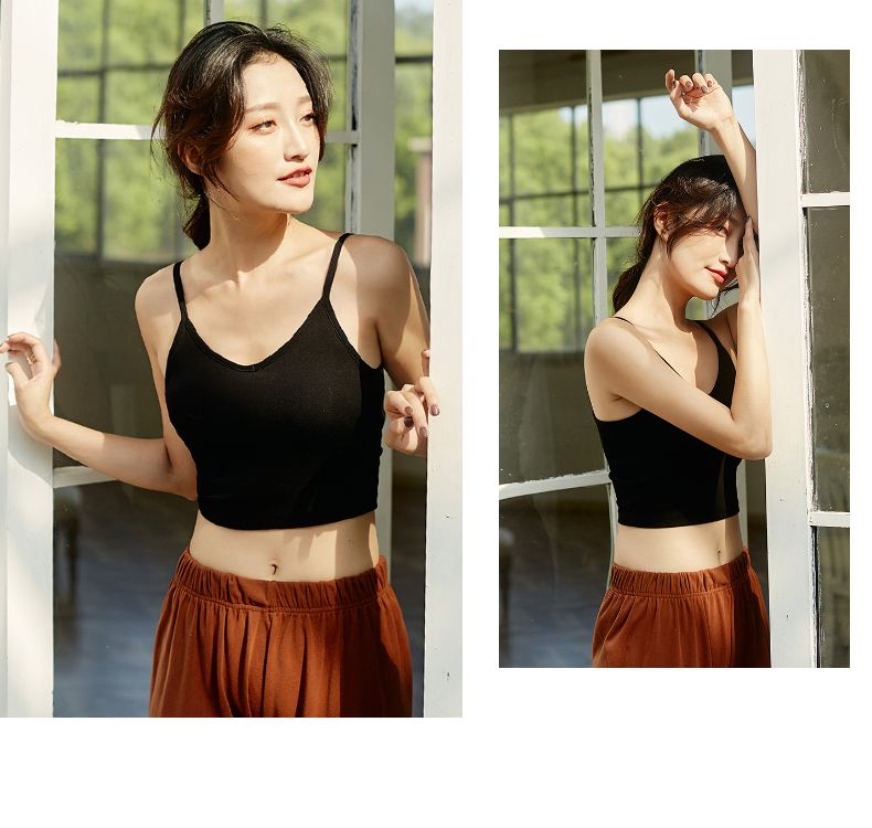 Gilet aderente con scollo a V e bretelle aderenti Xinmi, monopezzo, che lascia scoperta la pancia_voghion.com