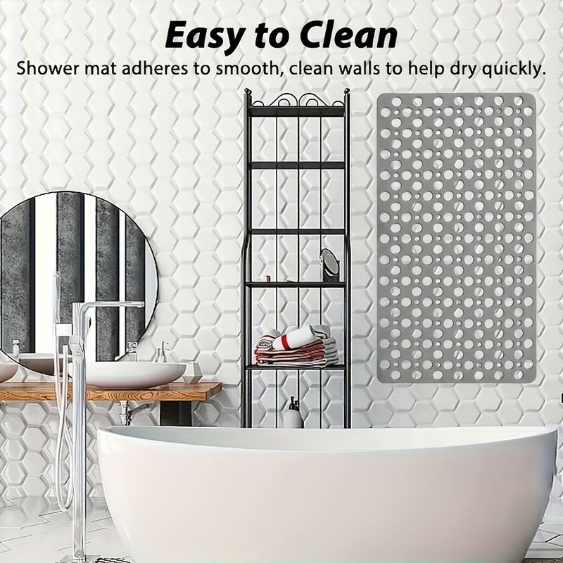 Tappetino da bagno antiscivolo con ventose, ad asciugatura rapida, con anelli massaggianti, ideale per bagni di casa e hotel, 42x74 cm, grigio 144_voghion.com