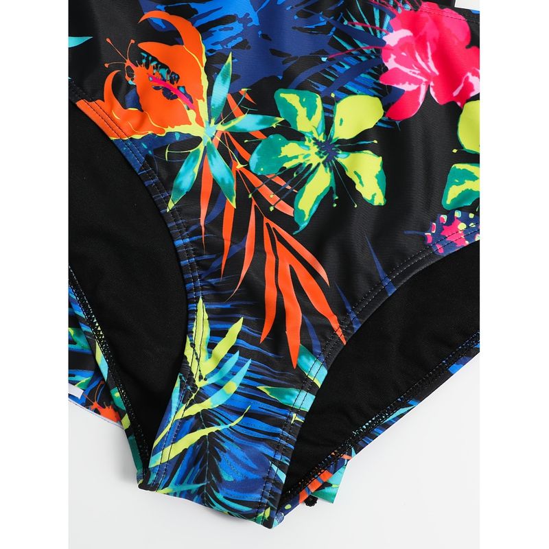 Bademode-Set in Übergröße für Damen – Tankini mit dezentem Blumenmuster und Boyshort-Hose (LSF 50+, Bauchkontrolle)_voghion.com
