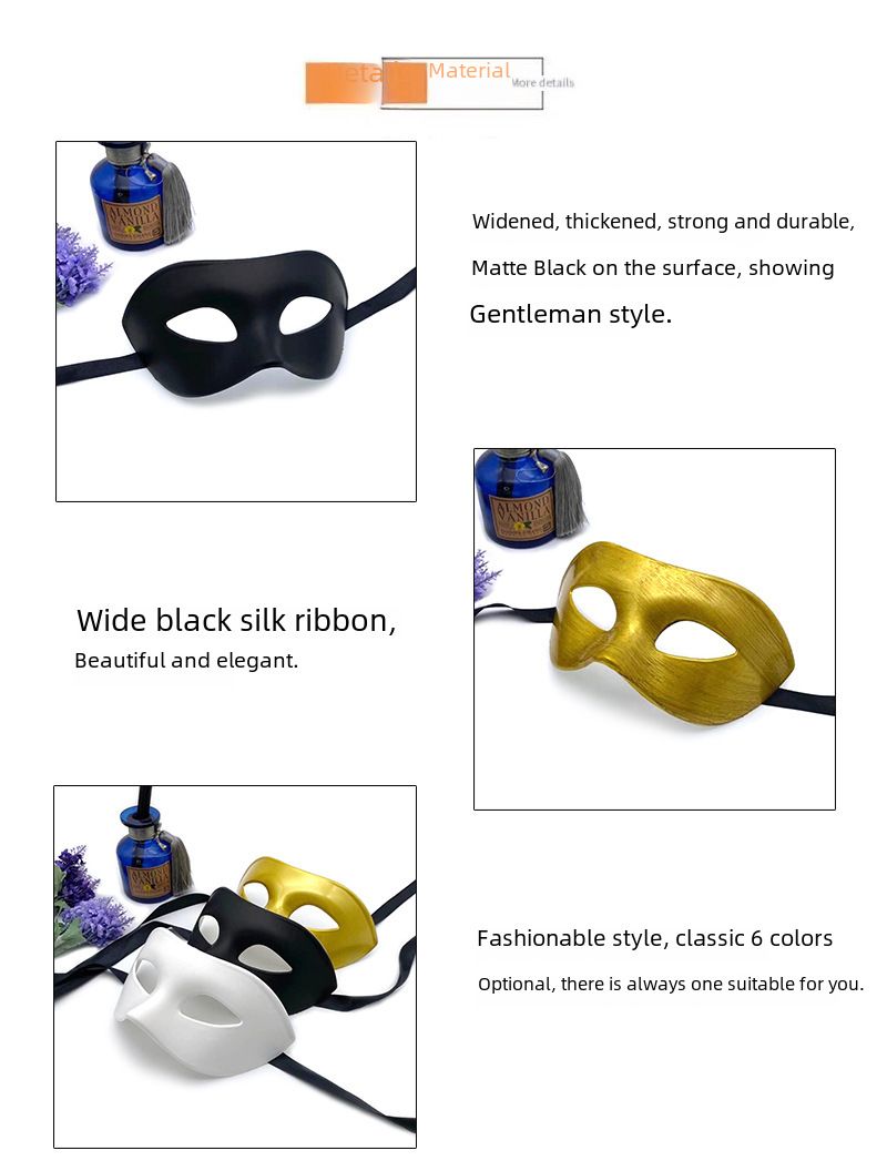 Halloween Maskerade schwaarz Mask Erwuessener Hallefgesiicht Party Männer Retro schéin Mask Festival Performance_voghion.com