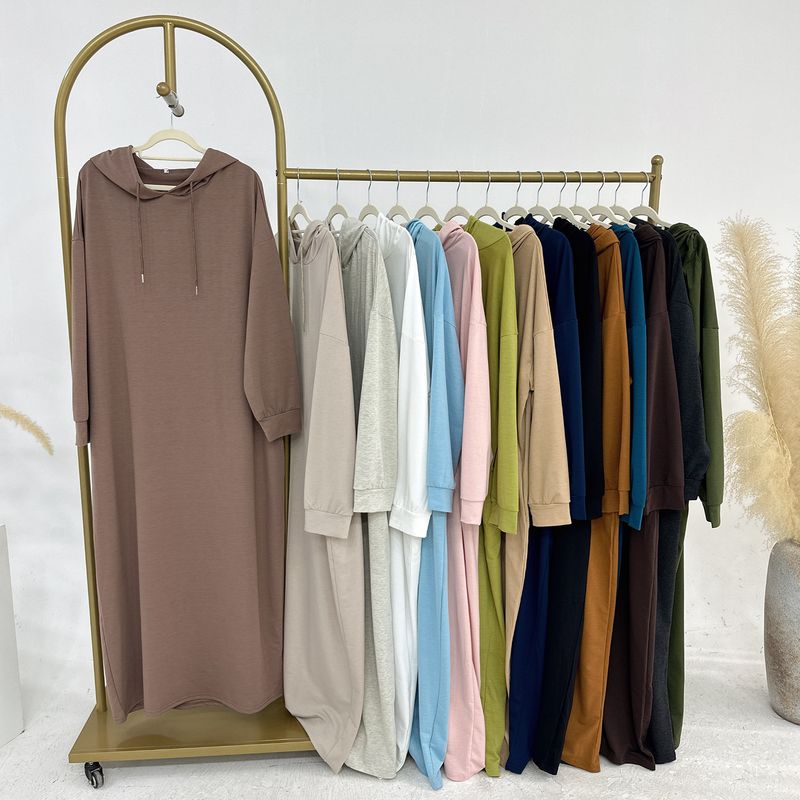 Women's Clothing Solid Color Hooded Sweater Dress_voghion.com
