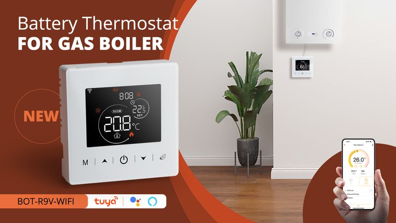 Baterijos miltelių kambario temperatūros valdiklis „Tuya Smart WiFi“ termostatas dujiniam katilui, veikiantis su „Alxa Google“_voghion.com