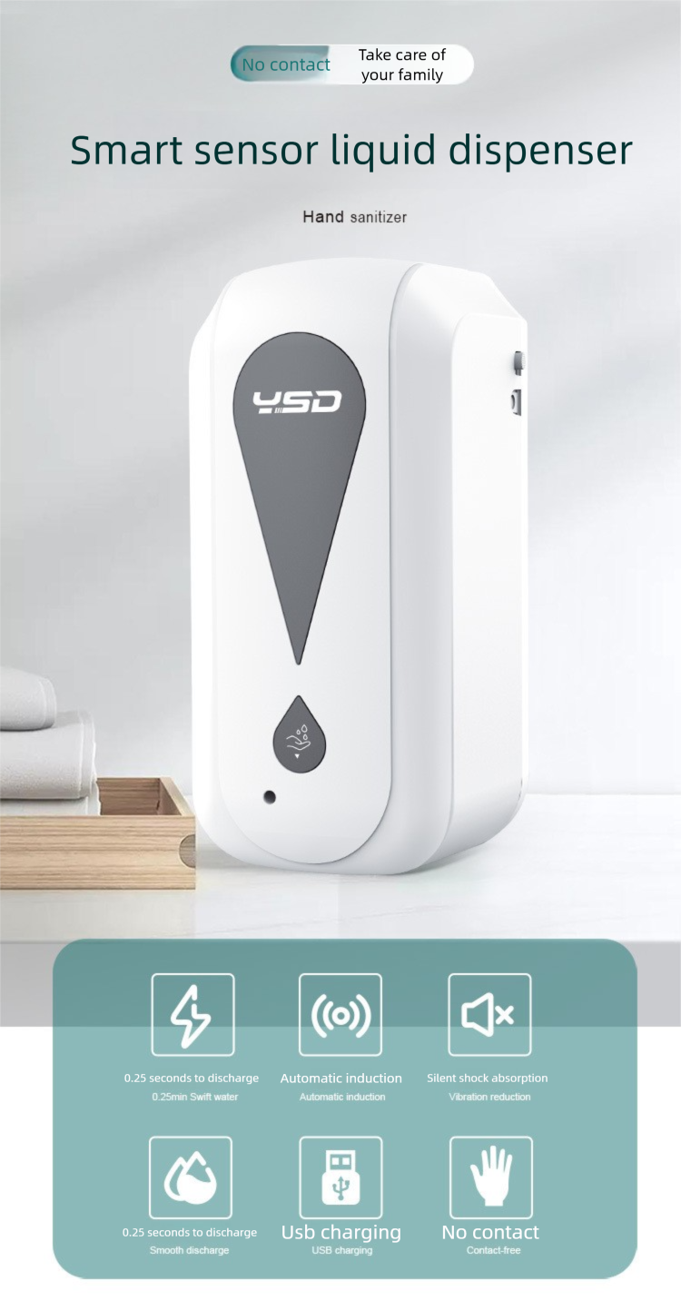 Automatischer berührungsloser Händedesinfektionsmittelspender, Wandmontage/USB-aufladbar für Zuhause, Büro, Restaurant, 500 ml Fassungsvermögen, Infrarotsensor, berührungslos_voghion.com