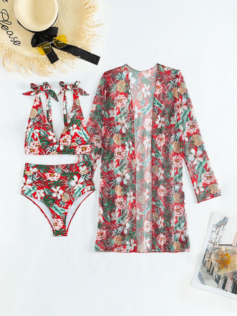Women's Premium Bikini Set - 3 Piece Sexy Swimwear With Floral Print & Multiple Colors_voghion.com