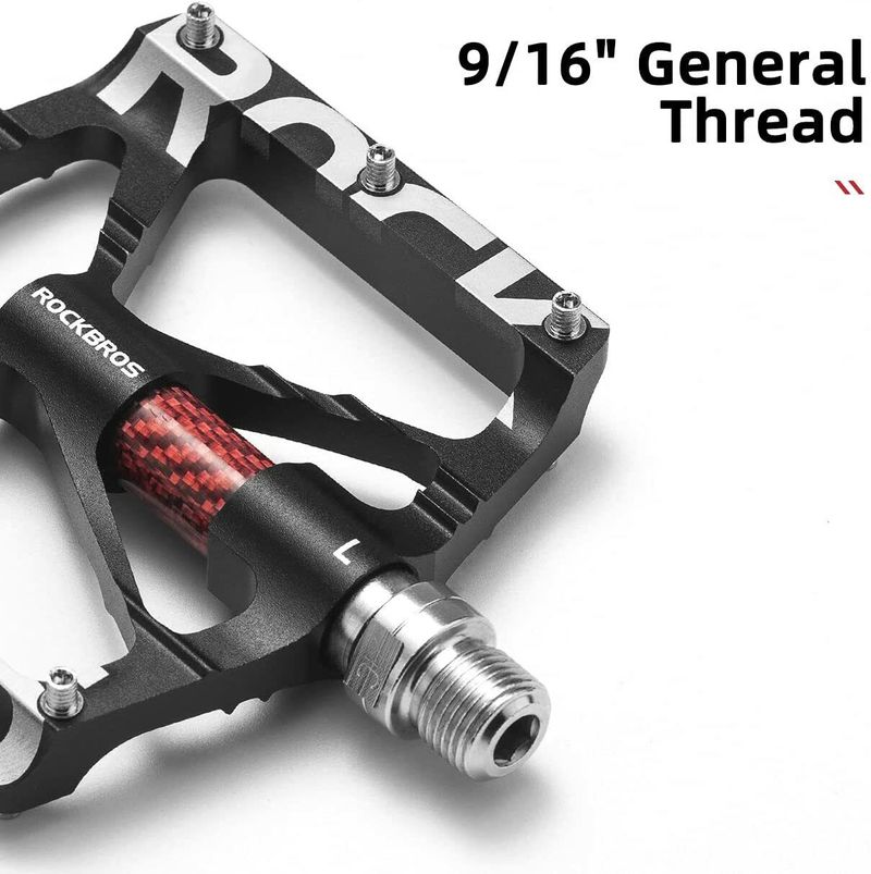 Pedali per bicicletta ROCKBROS, pedali MTB con piattaforma piatta in alluminio da 9/16"_voghion.com