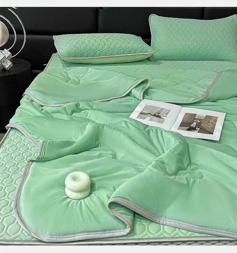 and Refreshing Latex Mat, Summer Set of Four Pieces, Ice Soft Solid Color Bed Sheet, Cool Feeling Silk Dormitory Air_voghion.com