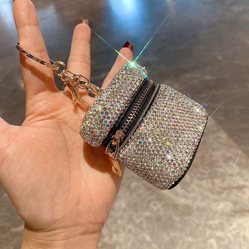Diamond-encrusted New Earphone Keychain Pendant Mini Small Bag Portable Lipstick Protective Case_voghion.com