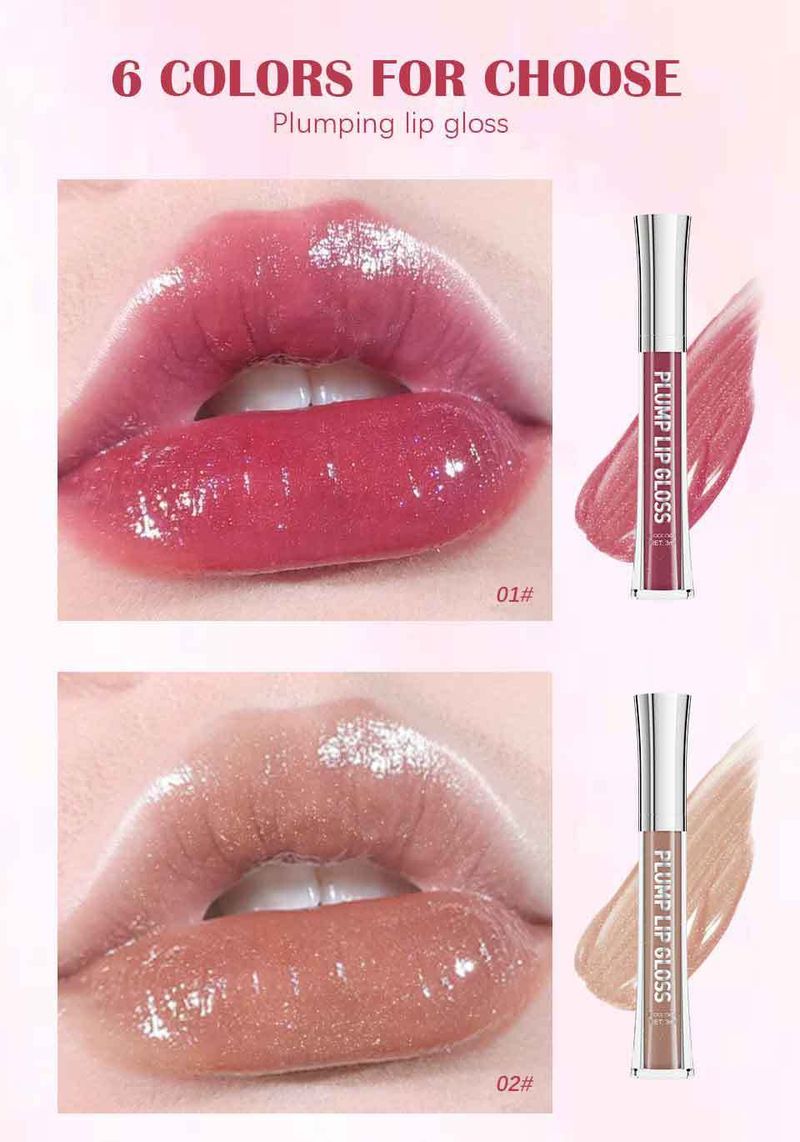 Lip Plumper hidratáló ajakfény Extrém teltebb dúsító ajakfény Színezett ajakfény Csillámos ajkak Smink 6 színben_voghion.com