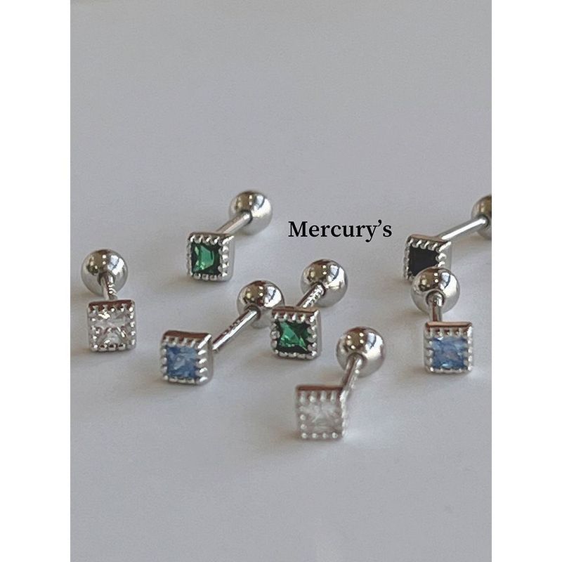 Ins Versatile Design Small Square Ear Bone Studs Daily Layered Mini S Silver Plated Screw Earrings_voghion.com