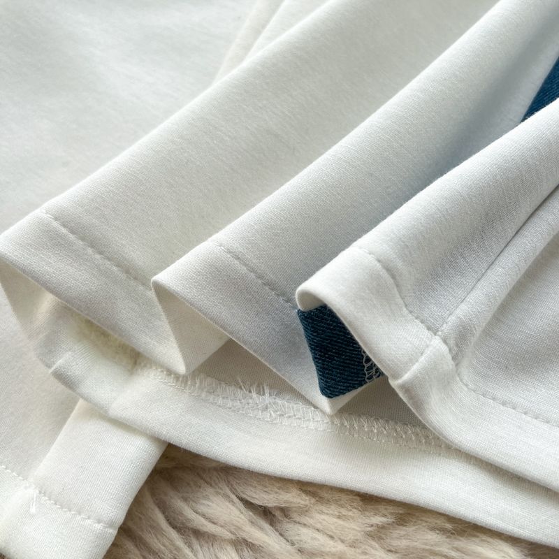 Kadın Giyim Moda Takım Elbise Kadınlar İçin Yaz Aylarında Kot Dikişli Kısa Kollu Fermuarlı Üst + Yüksek Bel Rahat Geniş Paça Pantolon_voghion.com