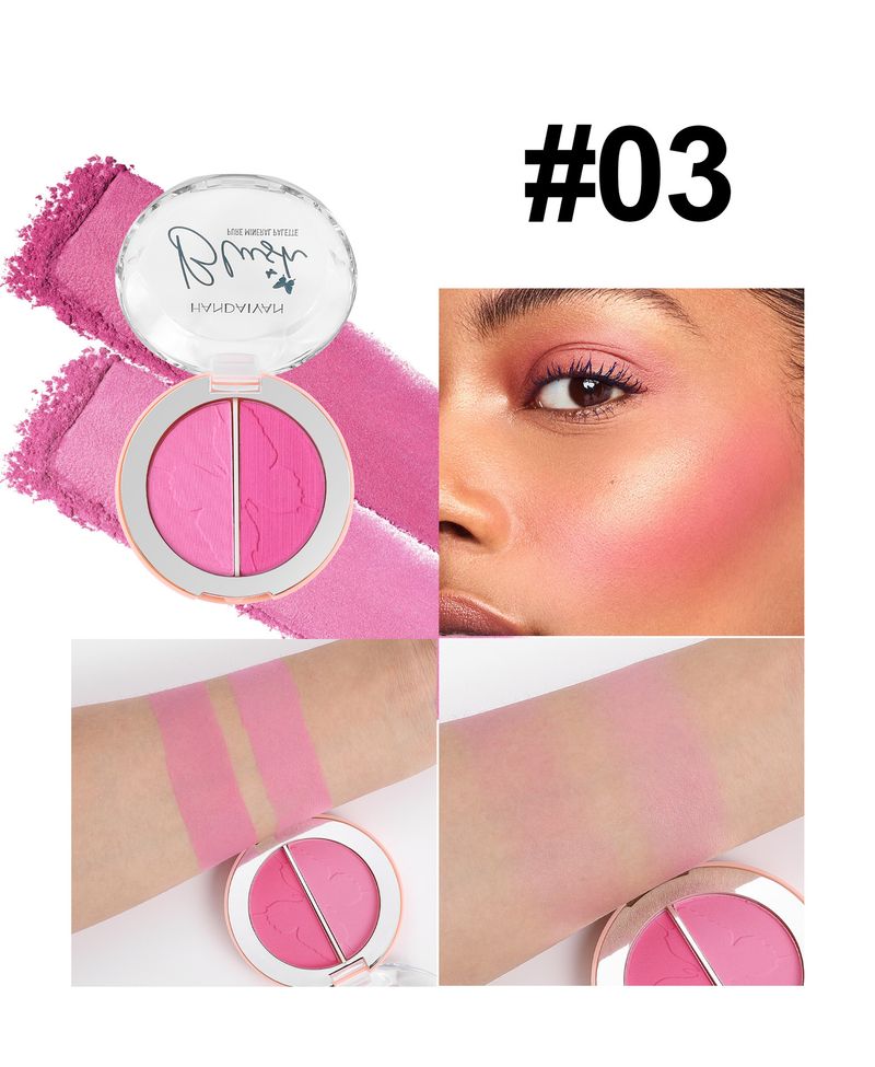 HANDAIYAN 2-Color Blush Palette - Highlighter, Contour & Multi-Use, With Pearl & Matte Blush Cream_voghion.com