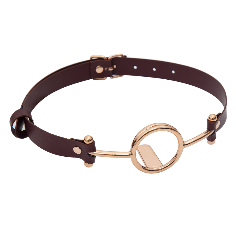 Mouth Leather Open Oral Gag Harness Ball Bite Metal Fetish Bondage Restraint Gold Rose Sier Sex Toy Slave_voghion.com