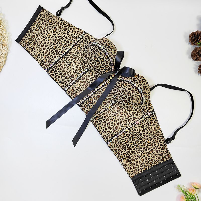 Women's Clothing Leopard Print Tube Top With Breathable Mesh Slim Fit Herringbone Camisole For Women With Thin Bowknot Bra_voghion.com
