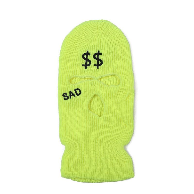 Berretto lavorato a maglia con lettera SAD - Scaldacollo invernale caldo per sci e ciclismo, cappello unisex in acrilico elasticizzato in 12 colori, cappello da sci e ciclismo, cappello di lana per uomo e donna_voghion.com
