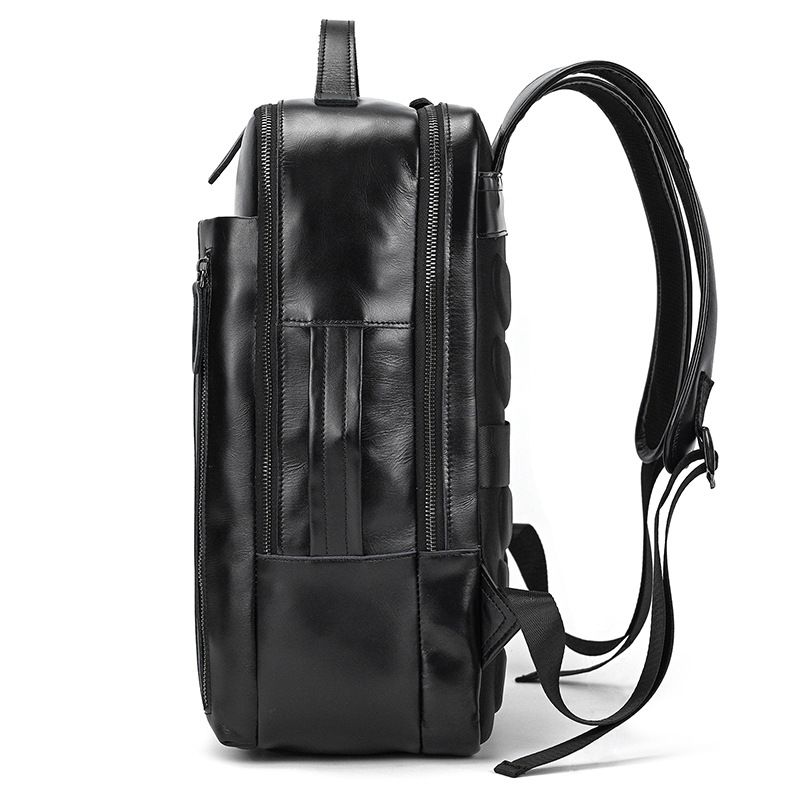 Top Layer Rindsleder Herren Crazy Horse Business-Rucksack mit großer Kapazität 16 Zoll lässige Reisetasche aus echtem Leder_voghion.com