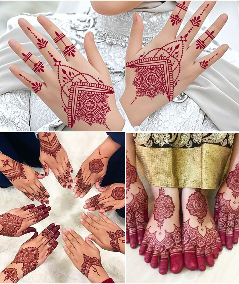 Adesivo per tatuaggio in pizzo impermeabile e anti-sudore all'henné vermiglio_voghion.com