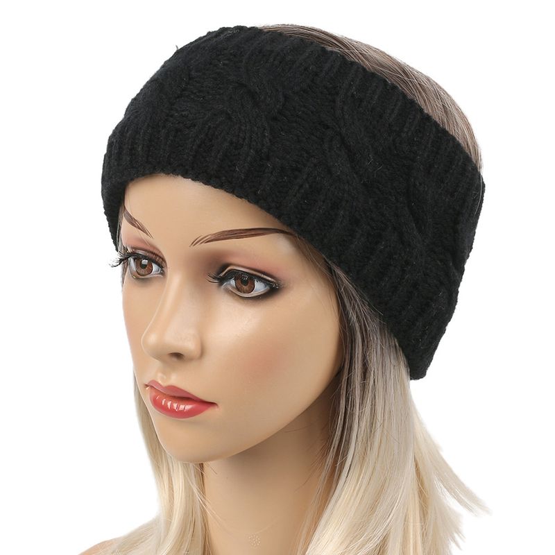 Bandeau en peluche tricoté en laine frite torsadée, couvre-chef élargi pour hommes et femmes, automne et hiver, chaud, sport, oreille_voghion.com