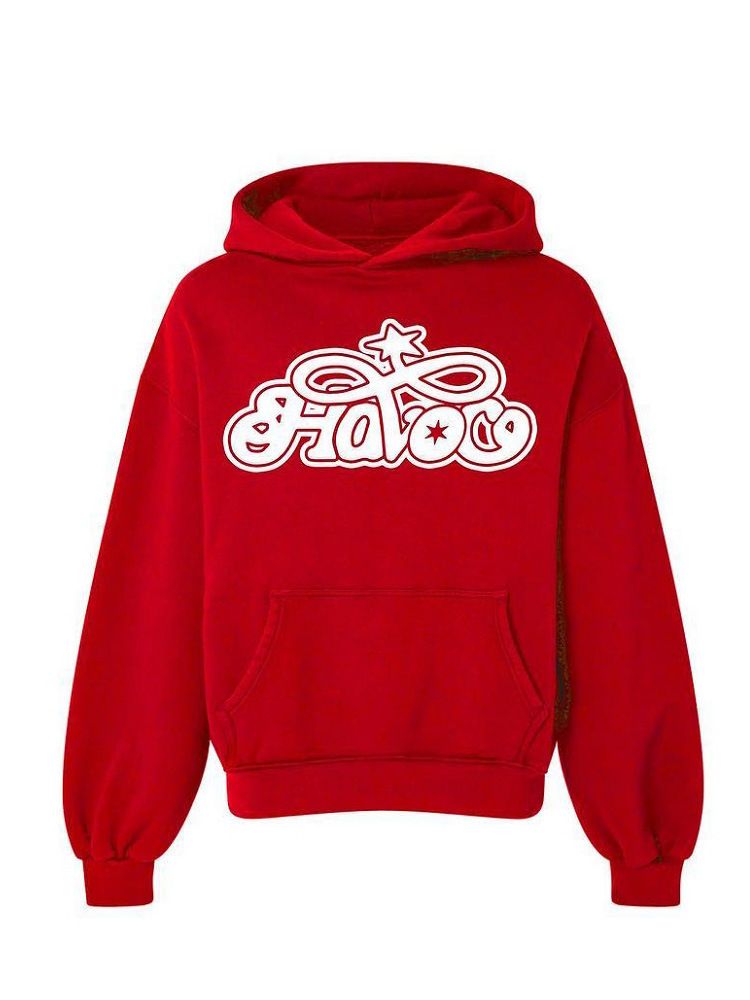 Men's Streetwear Hoodie & Jogger Set - Oversized Pullover With Print, Casual Loungewear (Gray/Red/Black, S-XL)_voghion.com