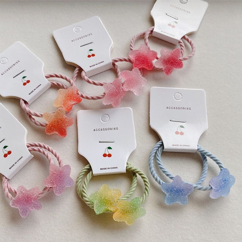 Versione coreana del nuovo fermaglio per capelli Candy Love Stars, piccolo e grazioso elastico per copricapo, accessori per bambini all'ingrosso_voghion.com