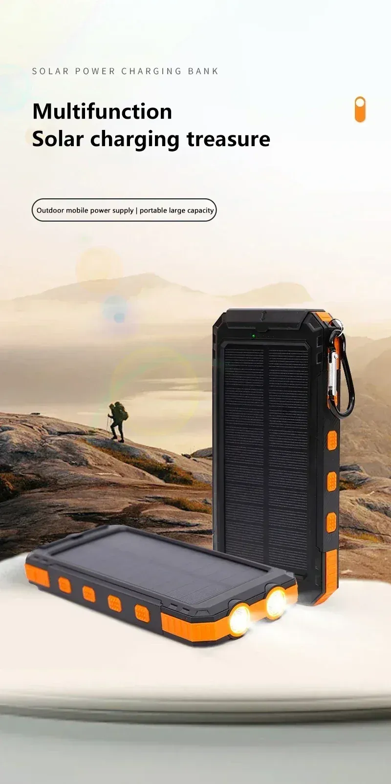 Waterproof Outdoor Camping Solar Power Bank200000 MAh Dual USB Travel Portable Charger Powerbanks For Xiaomi Huawei_voghion.com