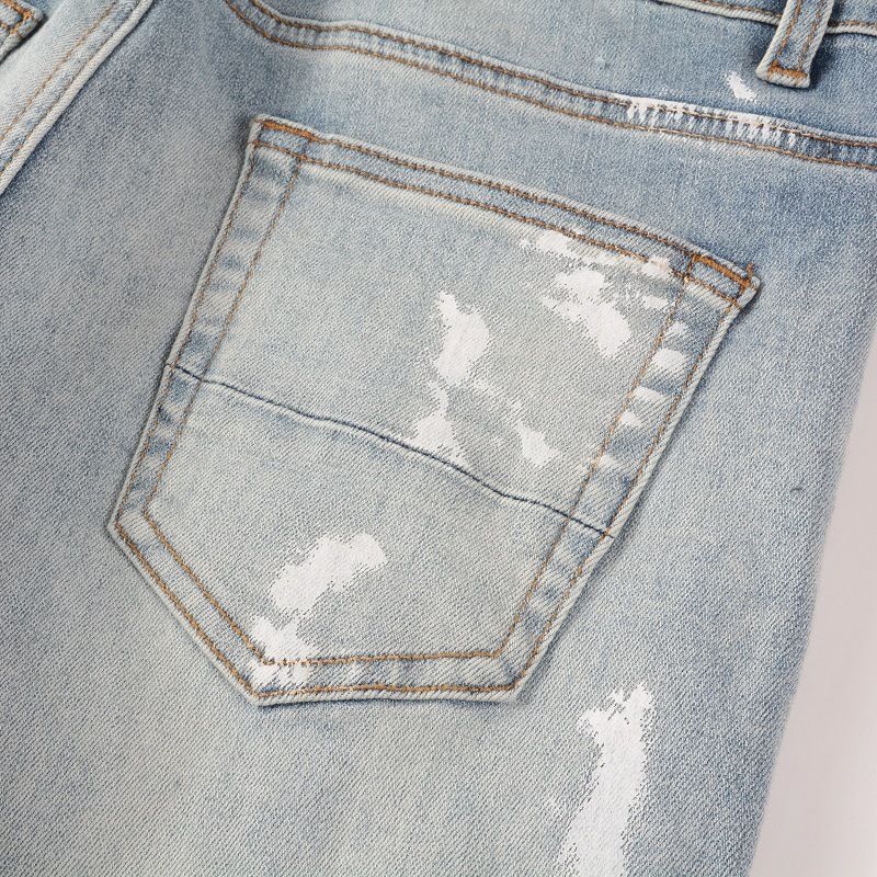 Ανδρικά ρούχα Graffiti Slim High Street Jeans Patch Diamond Hole Patch_voghion.com