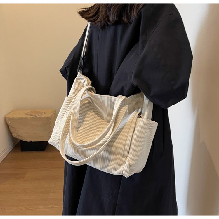 Corduroy for women, large capacity 2024 new autumn winter versatile single shoulder crossbody bag, high-end sensory and_voghion.com