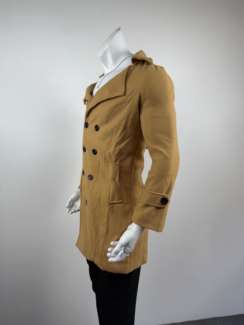 Autumn Winter New Men's Trench Coat Jacket Double-Breasted Mid-Length Woolen Overcoat_voghion.com
