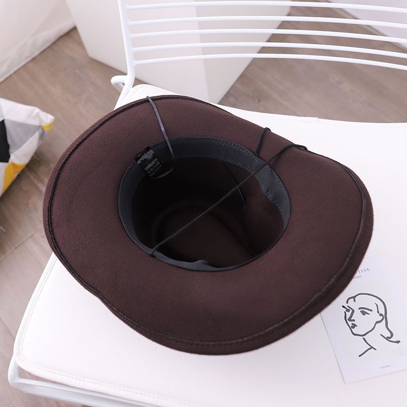 Top da uomo a tesa larga autunnale e invernale in lana calda jazz britannica per cappello da ballo tibetano da cowboy a collo grande da donna_voghion.com