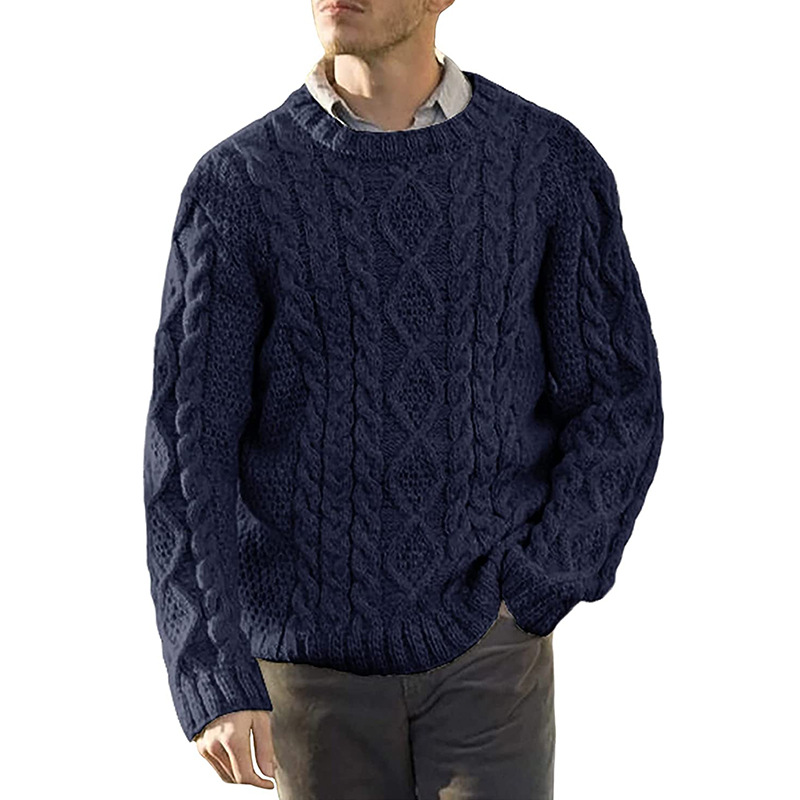 Men's Solid Color Knit Sweater - Classic Round Neck Long Sleeve Pullover, Soft & Breathable, Plus Size Available, Autumn Winter Casual Wear_voghion.com