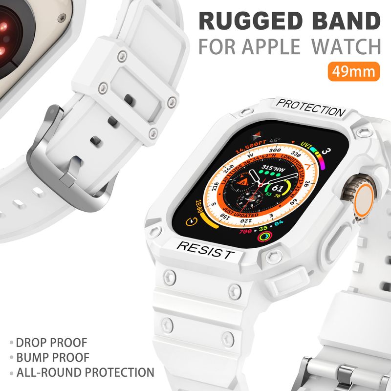 Geschikt voor AppleWatch9Ultra2 horlogeband 49 mm behuizing Schokbestendig Duurzaam Sport TPU Band uit één stuk_voghion.com
