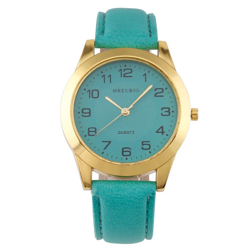 Digital color women's fashionable leather strap, quartz watch, large dial_voghion.com